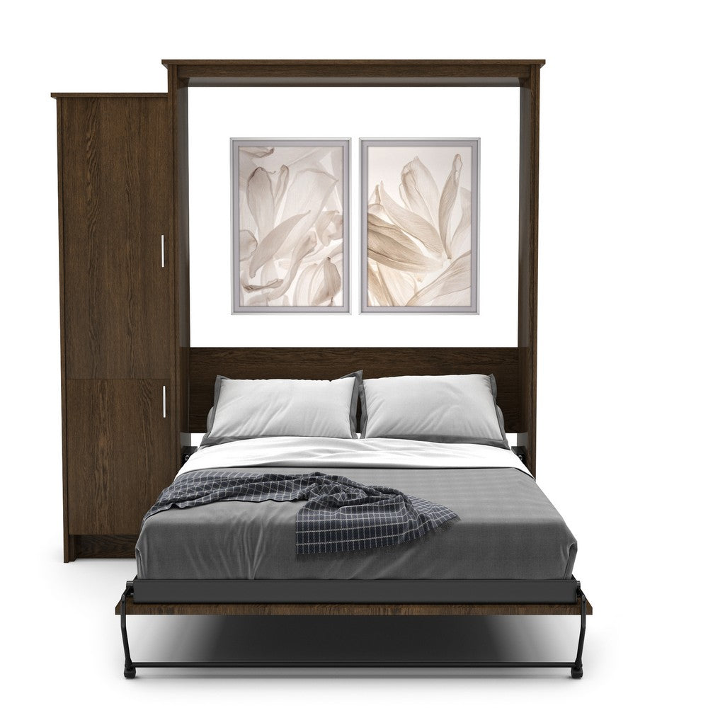 Full Size Murphy Bed - Left Cabinet, Slab Style, Brushed Nickel Pulls - Murphy Door, Inc.