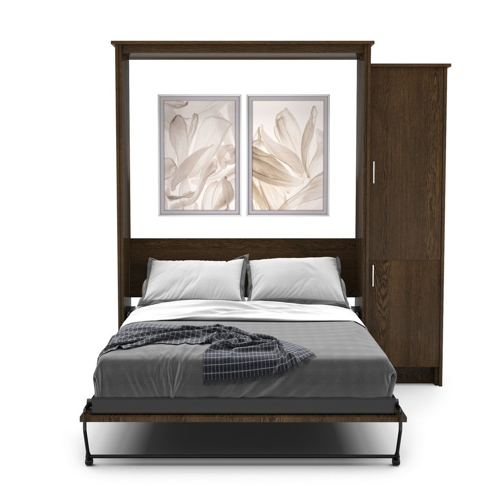 Twin Size Murphy Bed - Right Cabinet, Slab Style, Brushed Nickel Pulls - Murphy Door
