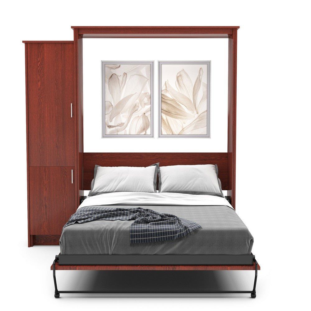 Queen Size Murphy Bed - Left Cabinet, Slab Style, Brushed Nickel Pulls - Murphy Door, Inc.