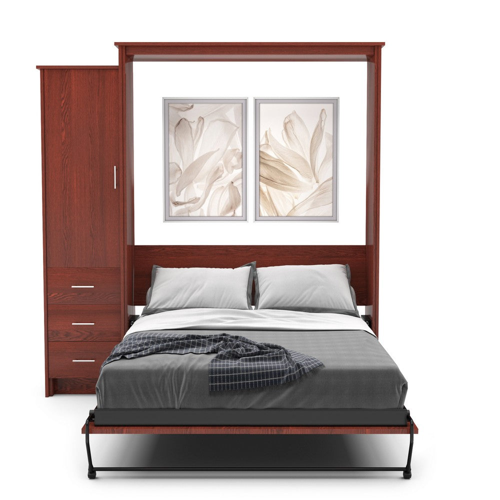 Queen Size Murphy Bed - Left Cabinet, Slab Style, Brushed Nickel Pulls - Murphy Door, Inc.