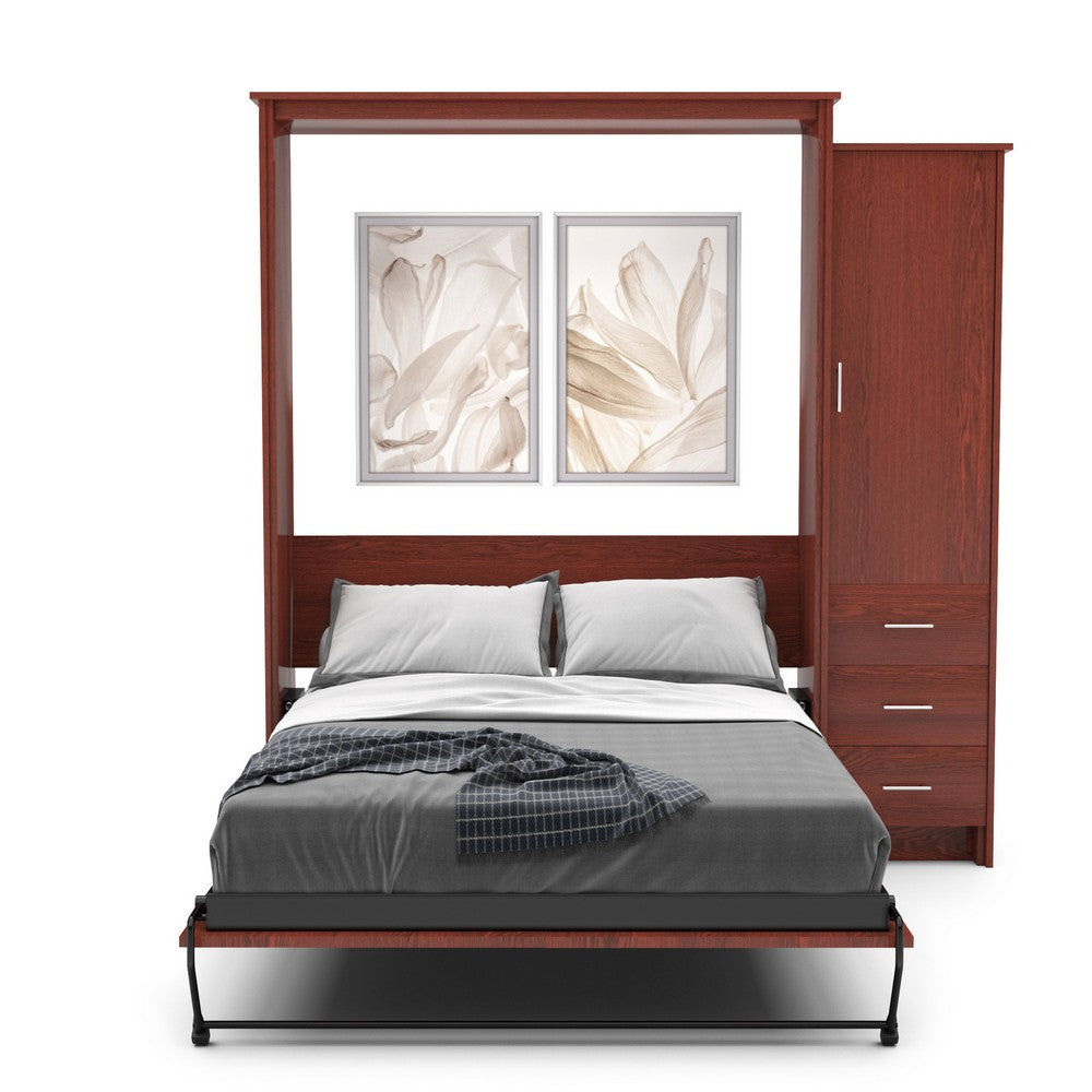 King Size Murphy Bed - Right Cabinet, Slab Style, Brushed Nickel Pulls - Murphy Door