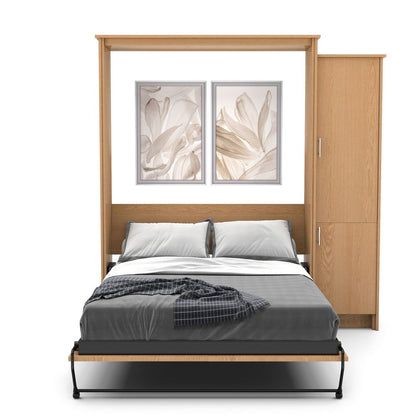 Queen Size Murphy Bed - Right Cabinet, Slab Style, Brushed Nickel Pulls