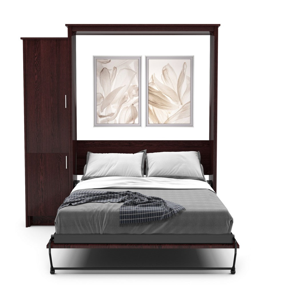 Full Size Murphy Bed - Left Cabinet, Slab Style, Brushed Nickel Pulls - Murphy Door, Inc.