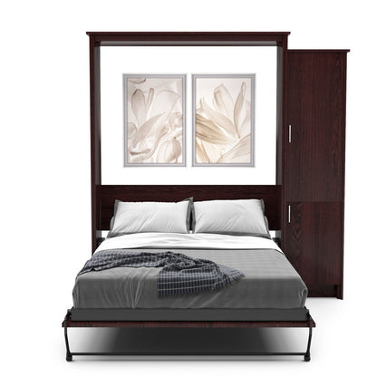 Twin Size Murphy Bed - Right Cabinet, Slab Style, Brushed Nickel Pulls - Murphy Door