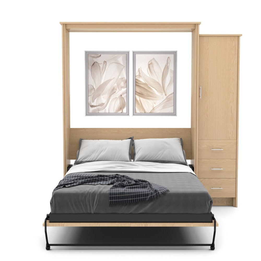Twin Size Murphy Bed - Right Cabinet, Slab Style, Brushed Nickel Pulls - Murphy Door