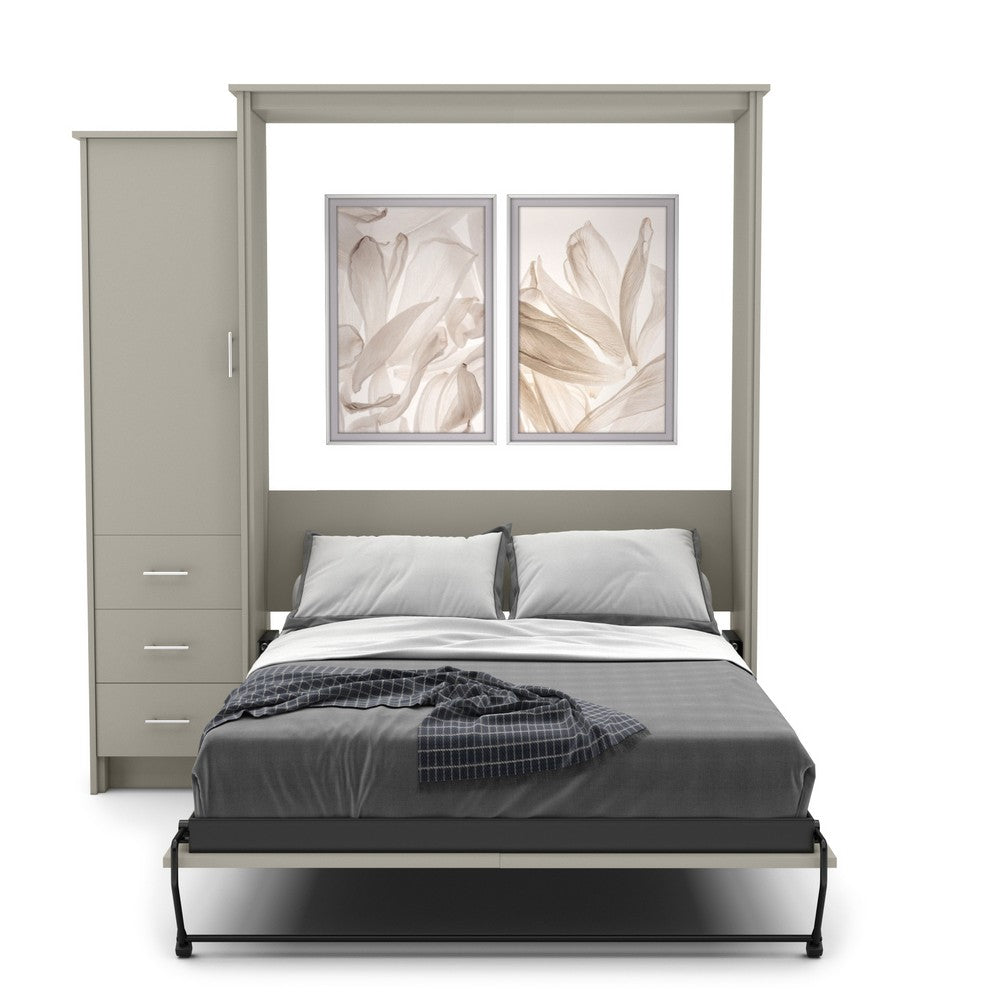 Full Size Murphy Bed - Left Cabinet, Slab Style, Brushed Nickel Pulls - Murphy Door, Inc.