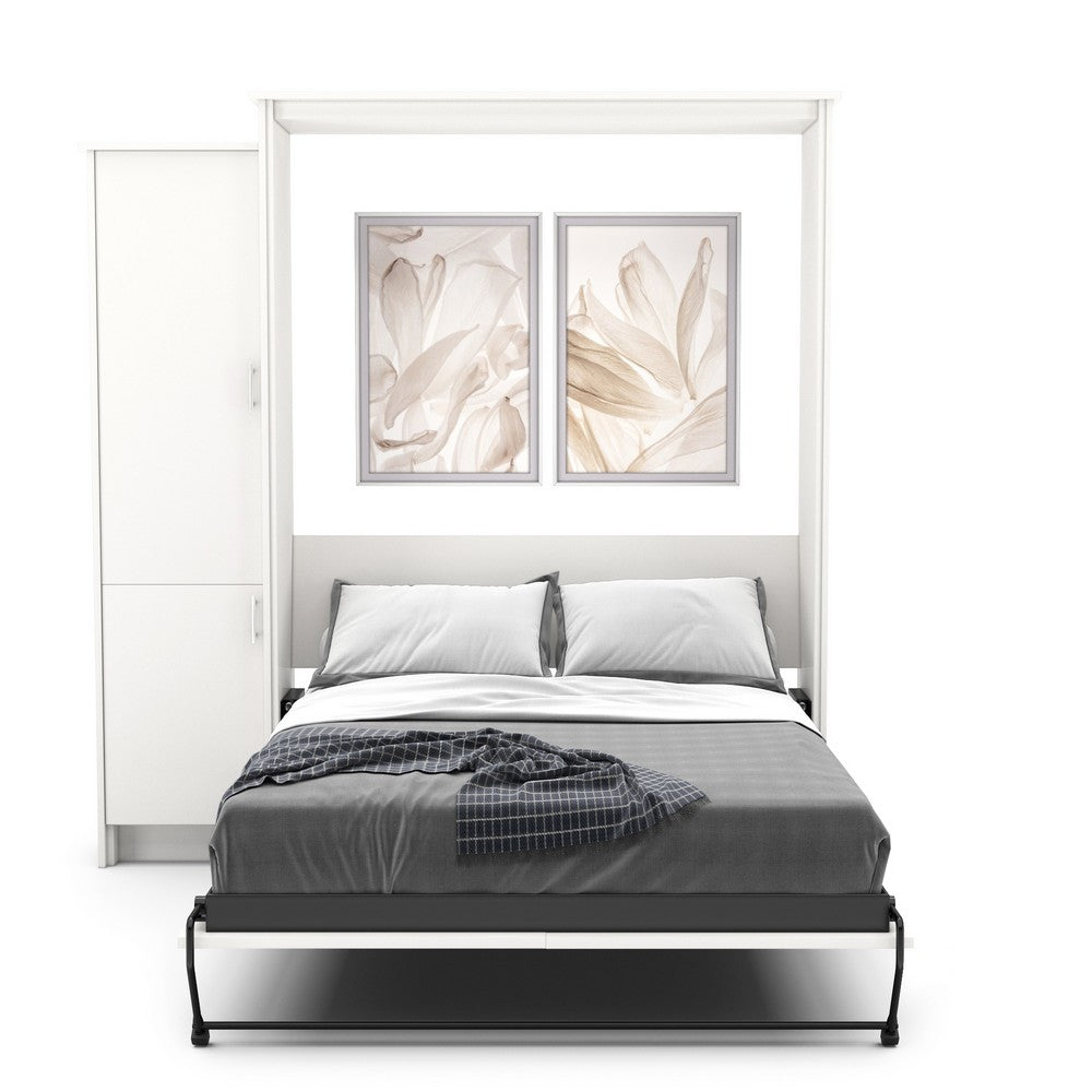 Queen Size Murphy Bed - Left Cabinet, Slab Style, Brushed Nickel Pulls - Murphy Door, Inc.
