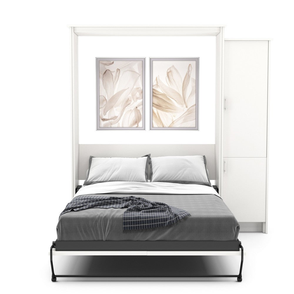 King Size Murphy Bed - Right Cabinet, Slab Style, Brushed Nickel Pulls - Murphy Door