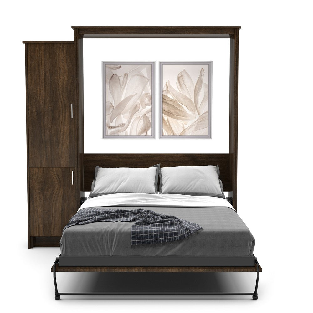 Queen Size Murphy Bed - Left Cabinet, Slab Style, Brushed Nickel Pulls - Murphy Door, Inc.