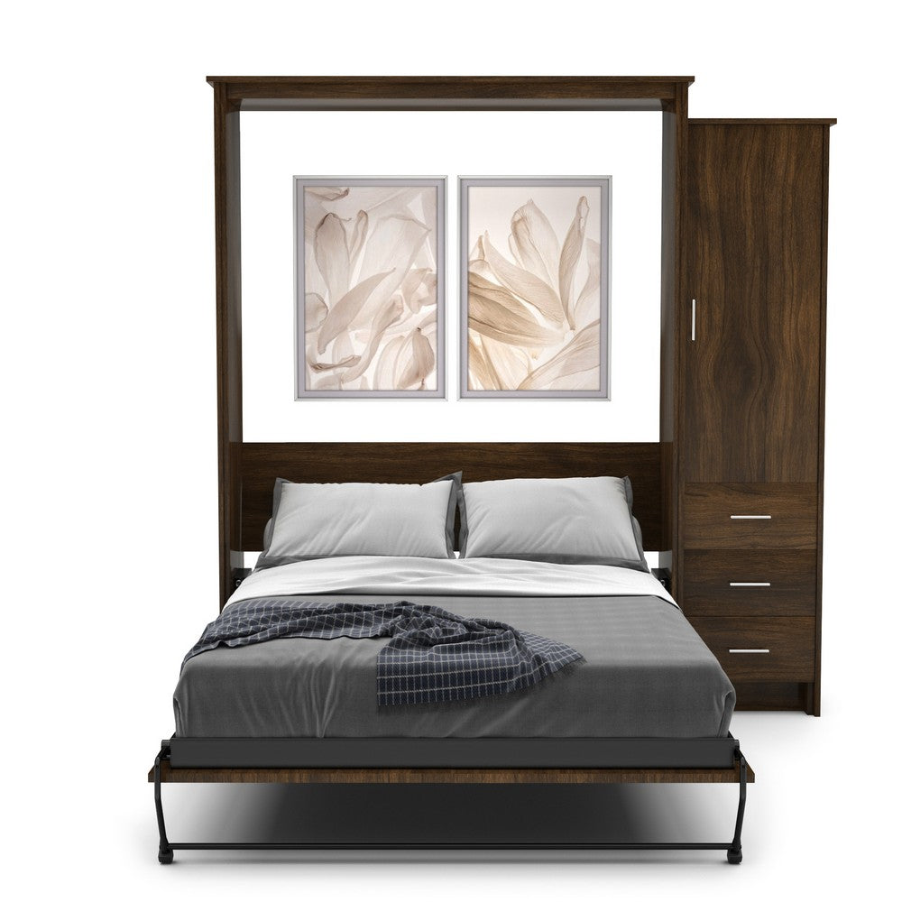 King Size Murphy Bed - Right Cabinet, Slab Style, Brushed Nickel Pulls - Murphy Door