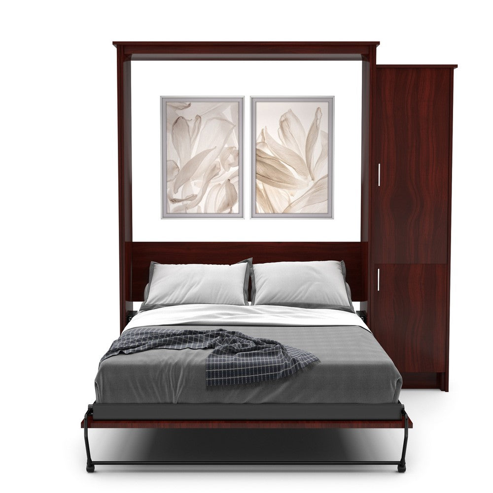 Twin Size Murphy Bed - Right Cabinet, Slab Style, Brushed Nickel Pulls - Murphy Door