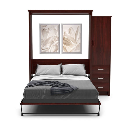 Twin Size Murphy Bed - Right Cabinet, Shaker Style, Brushed Nickel Pulls