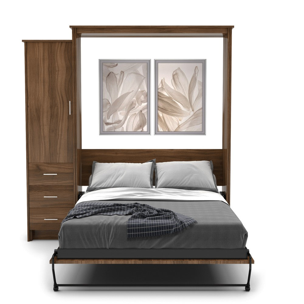 Queen Size Murphy Bed - Left Cabinet, Slab Style, Brushed Nickel Pulls - Murphy Door, Inc.