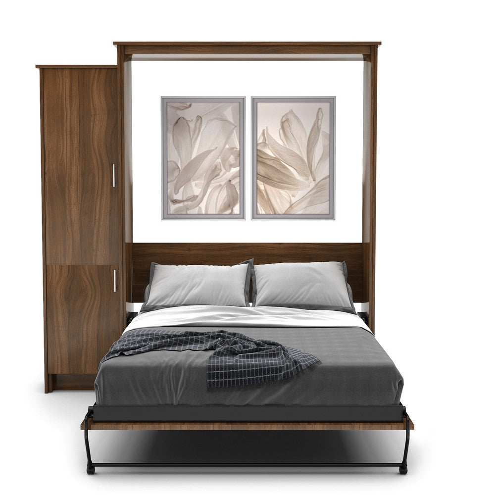 Queen Size Murphy Bed - Left Cabinet, Slab Style, Brushed Nickel Pulls - Murphy Door, Inc.