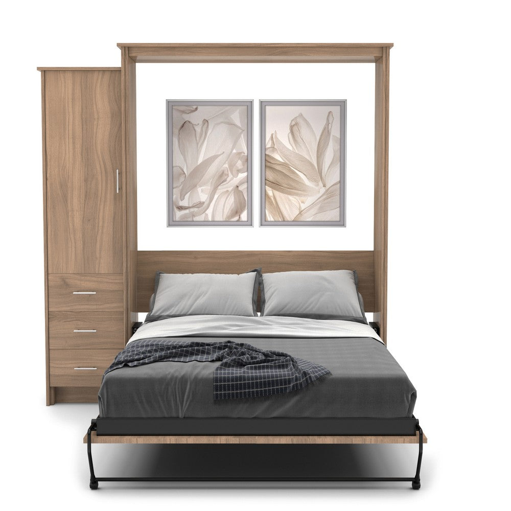 Queen Size Murphy Bed - Left Cabinet, Slab Style, Brushed Nickel Pulls - Murphy Door, Inc.