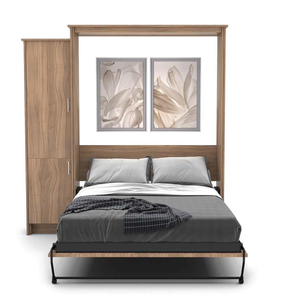 Queen Size Murphy Bed - Left Cabinet, Slab Style, Brushed Nickel Pulls - Murphy Door, Inc.