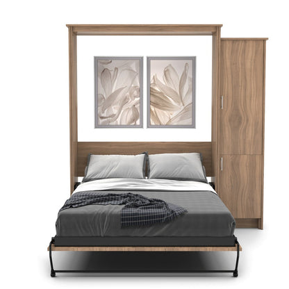 Queen Size Murphy Bed - Right Cabinet, Slab Style, Brushed Nickel Pulls