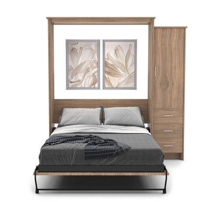 Twin Size Murphy Bed - Right Cabinet, Shaker Style, Brushed Nickel Pulls